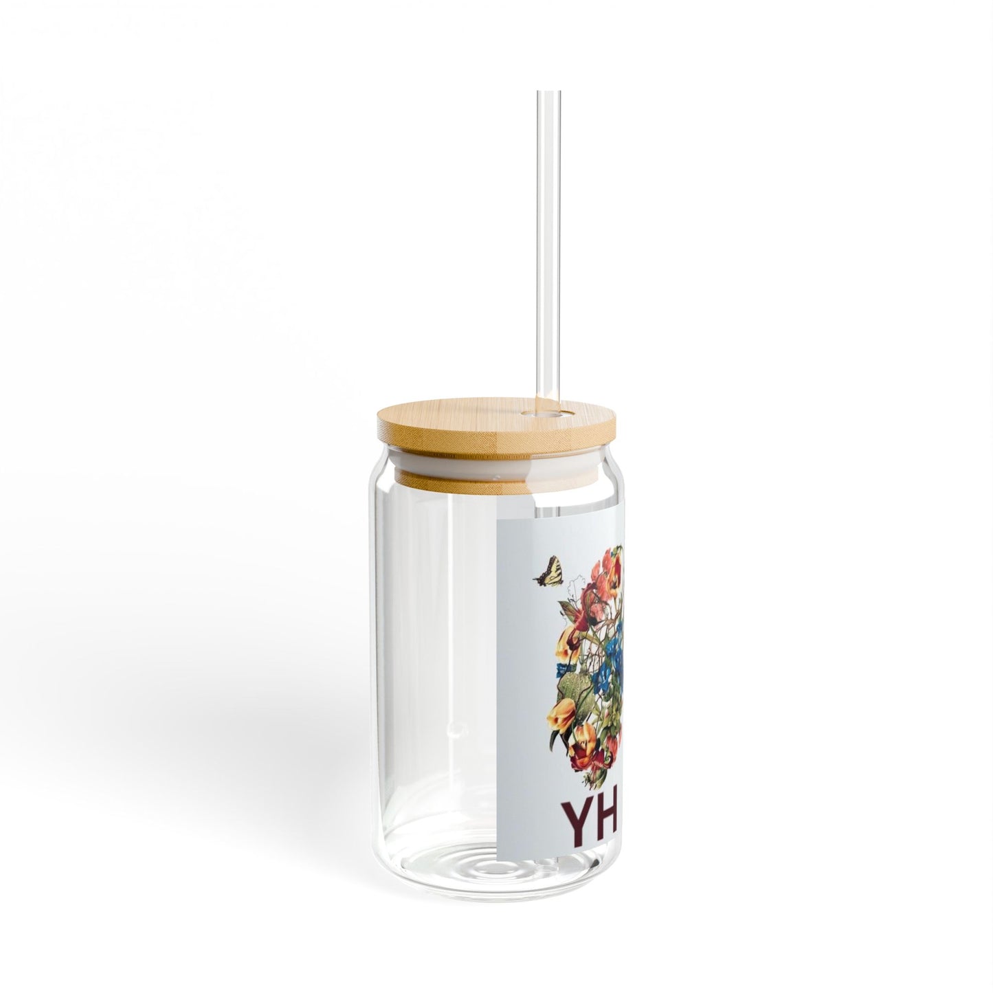 Botanical Sipper Glass, 16oz - Floral Design Glasses, Eco-Friendly Drinkware, Perfect for Summer, Unique Gift Idea