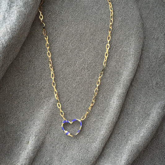 Cadena con charm de corazón azul